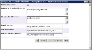 Unisphere Configure Email